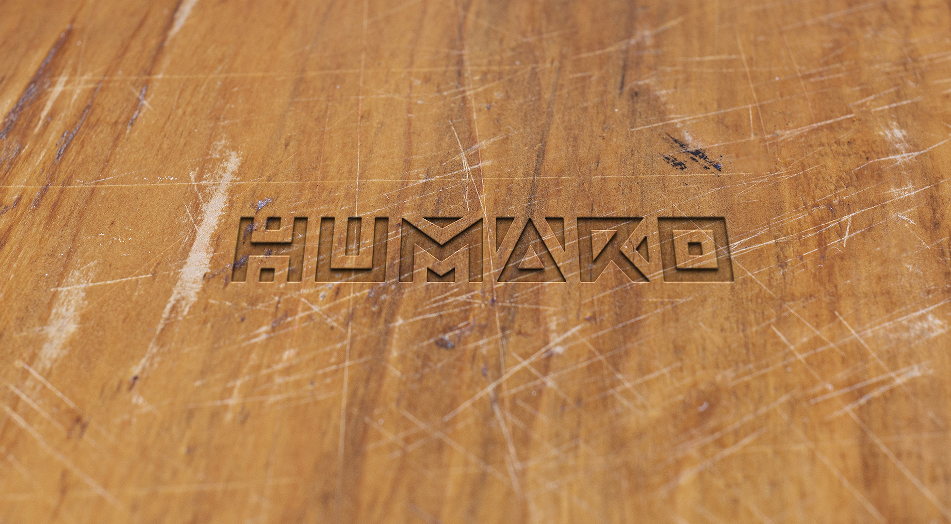 humaro logo branding gravure bois